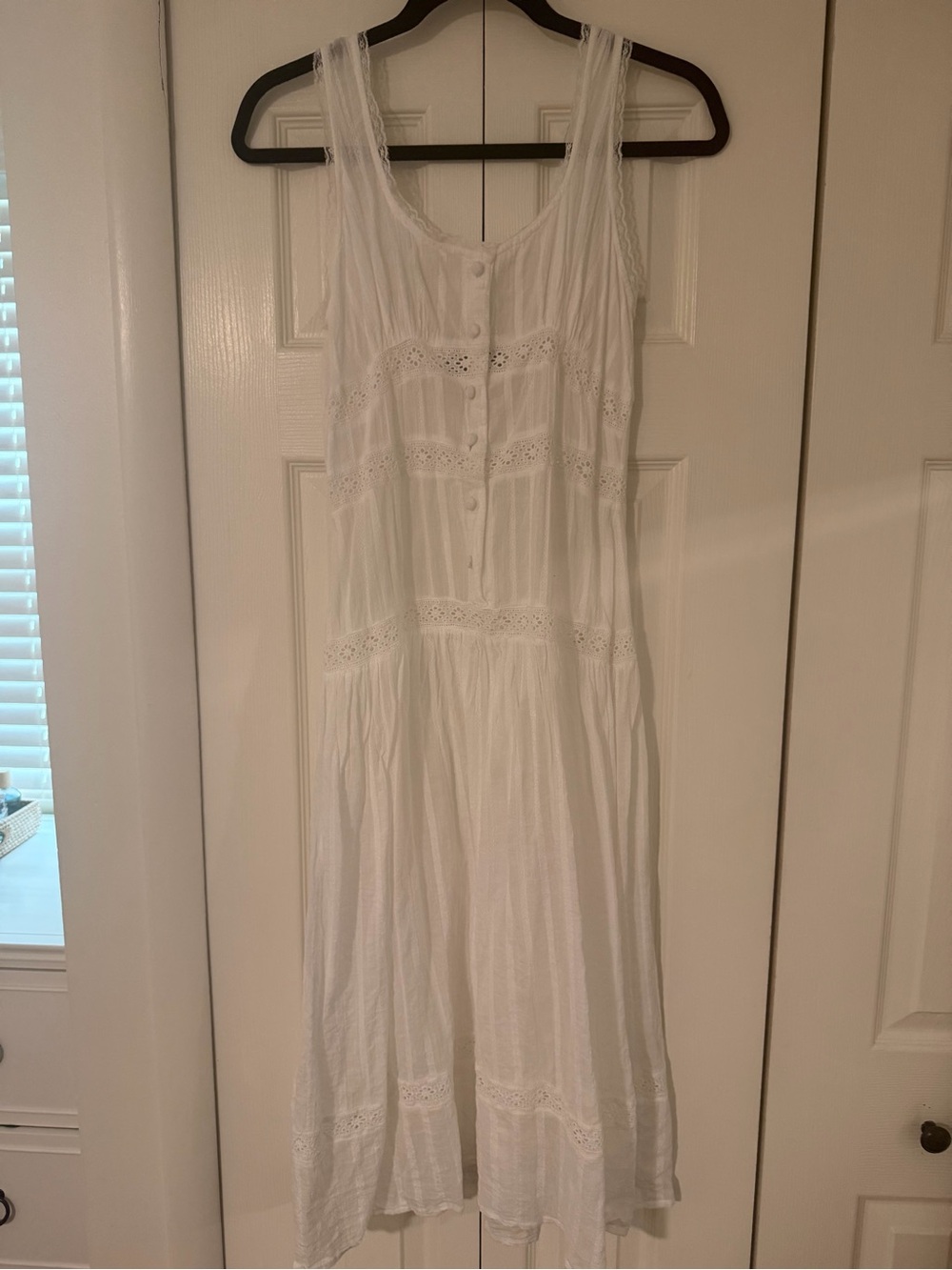 ASOS White Sleeveless Eyelet Maxi Dress
